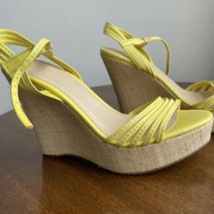 J Crew Sandal 9 Bette Wedge Strap Sandals NWOB $168 Modern Yellow 83483 Italian
